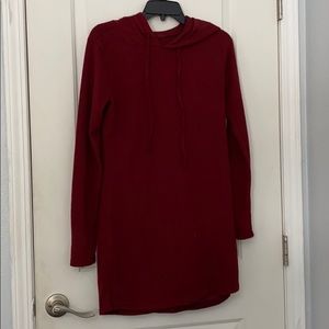 burgundy hooded sweater dress
